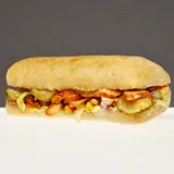 Zdjęcie produktu "duża buła" pikantny kurczak-ciabatta z kurczakiem i warzywami w pikantnym sosie