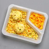 Zdjęcie produktu Kotlety z jajek z kaszą bulgur i surówką